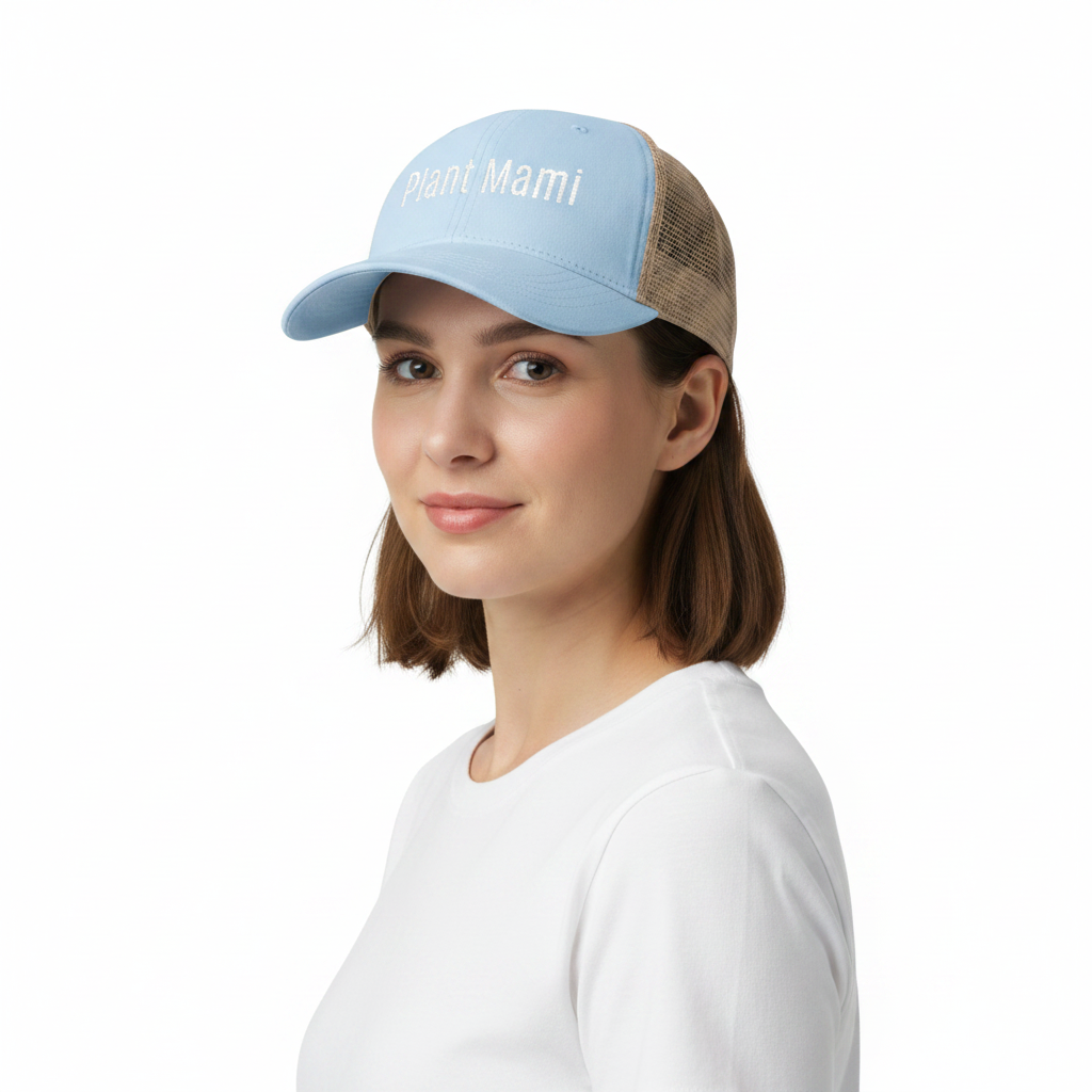 Plant Mami Embroidered Mesh Floral Caps