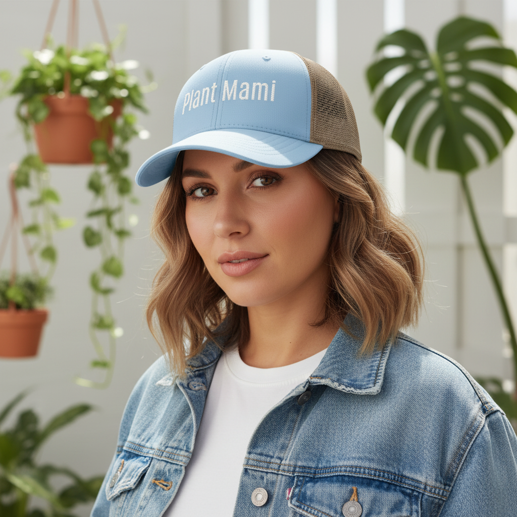 Plant Mami Embroidered Mesh Floral Caps